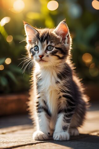 A Kitten Standing On A Wood Surface