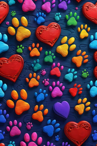 A Group Of Colorful Paw Prints