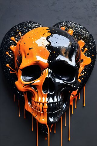 A Black and Orange Skull
