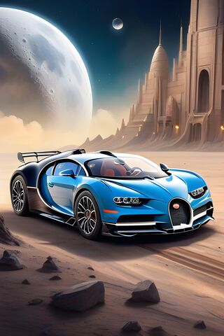 Cosmic Speed: The Bugatti Chiron in a Distant World' 🌌🚗