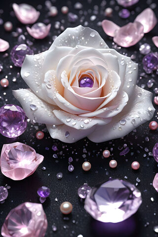A White Rose With Gems
