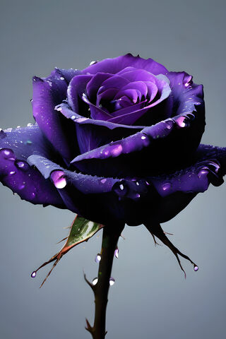 A Black Rose With Water Droplets