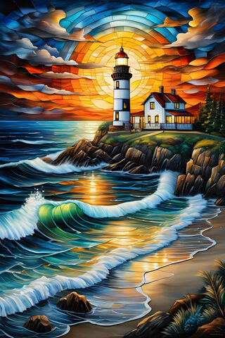 A Lighthouse On A Rocky Island