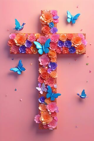 A Cross Made Of Flowers