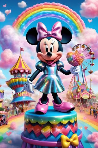 A Cartoon Character In A Colorful Amusement Park Ride