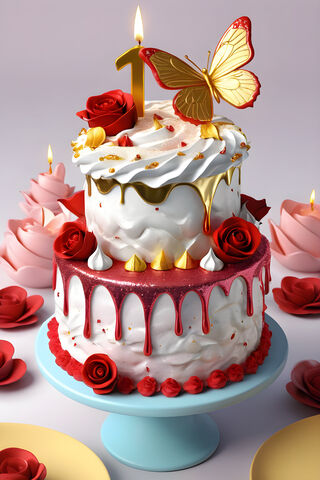 A Cake With A Flower On Top
