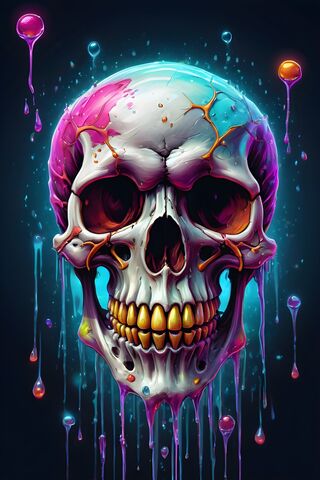 A Skull With Colorful Lights