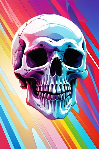 A Skull With A Red and Blue Background