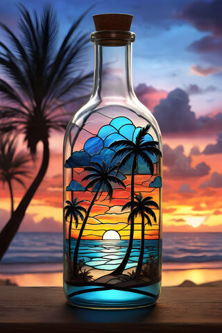 A Glass Bottle With A Plant Inside