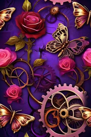 Whimsical Steampunk Garden 🌹🦋