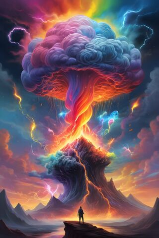 A Person Standing In Front Of A Large Explosion