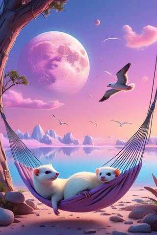 A Cartoon Of A Sea Animal and Birds In The Sky