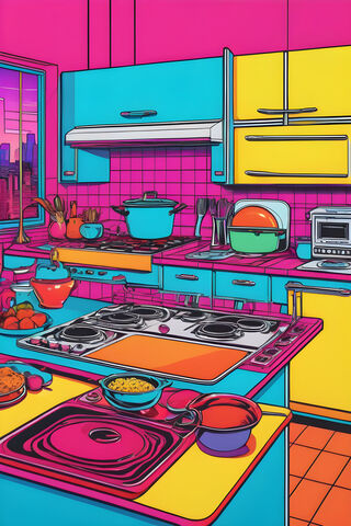 Vibrant Retro Kitchen D..