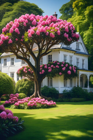 A Large House With A Large Tree In The Front Yard