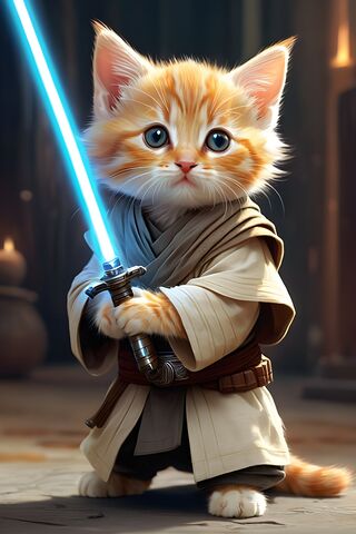 Jedi Kitten: The Purr-fect Warrior! 🐾✨