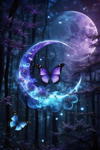 A Group Of Butterflies In A Dark Sky