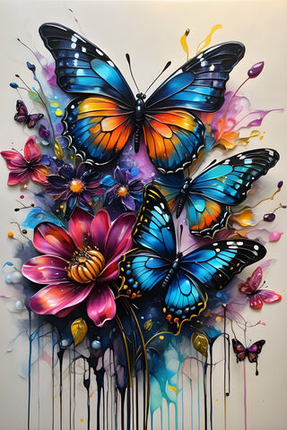 A Group Of Butterflies On A Flower