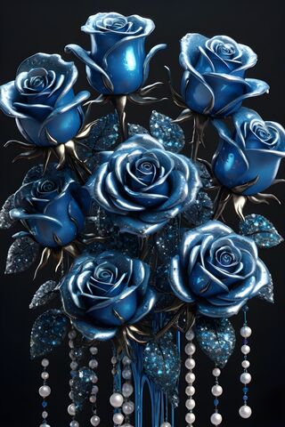 A Group Of Blue Roses