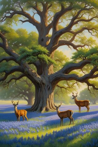 A Group Of Deer In A Field