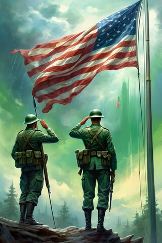 A Few Soldiers Holding A Flag