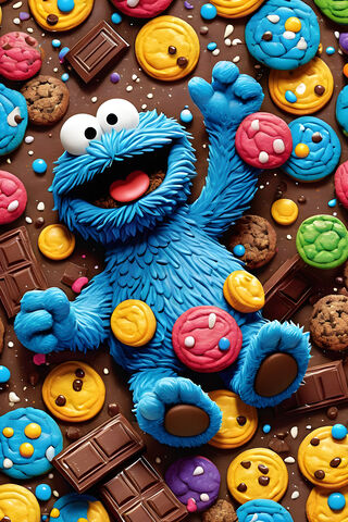 A Cake With A Blue Frosting and Cookies On It