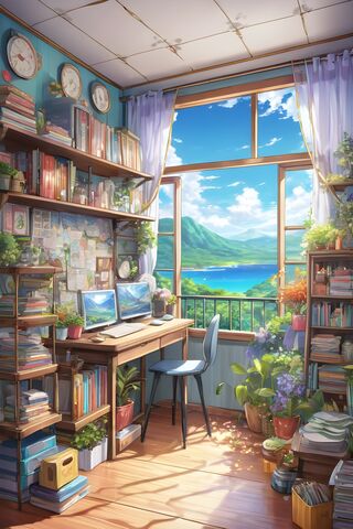 A Room With A Desk and Bookshelves