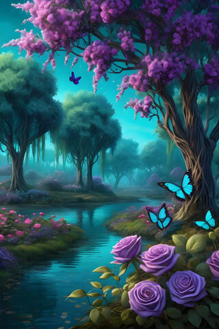 A Pond With Flowers and..