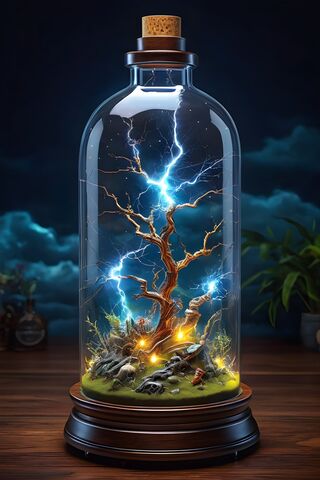 A Glass Bottle With A Fire Inside