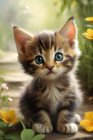Adorable Kitten in a Flower Garden 🌼🐾