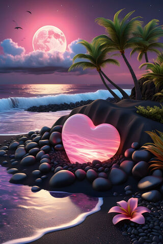 A Sea Creature With A Pink Shell and A Pink Flower On A Beach