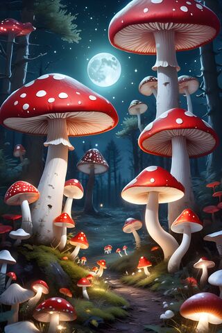 A Group Of Mushrooms