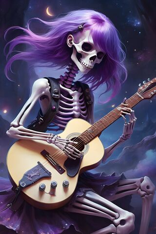 A Skeleton Playing A Guitar