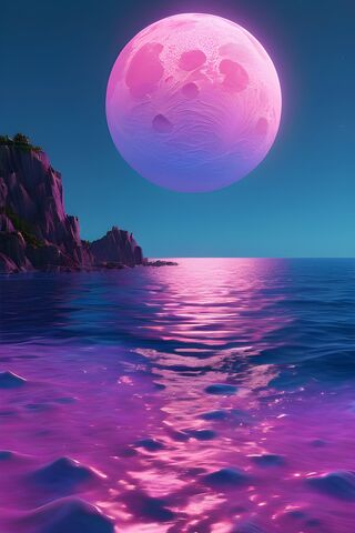 A Moon Over A Body Of Water