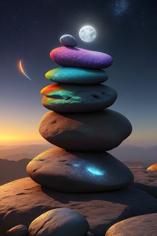 A Group Of Rocks With A..