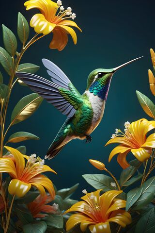 A Hummingbird Flying Ov..