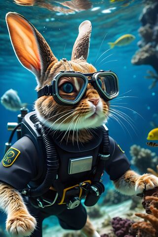 A Bunny Cat Scuba Diving
