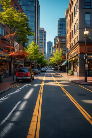 A Street With Cars and Buildings On Either Side Of It