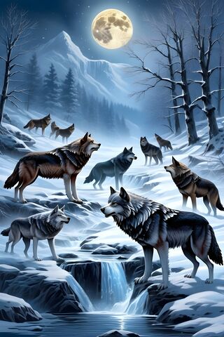 A Group Of Wolves In The Snow