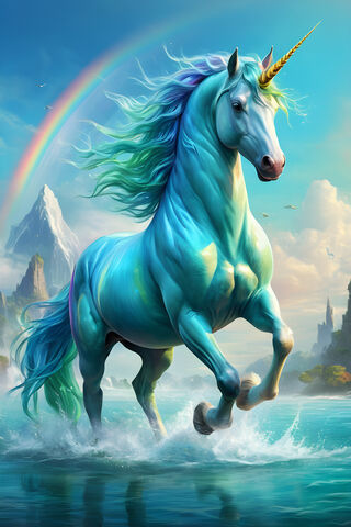 Aqua Rainbow Unicorn