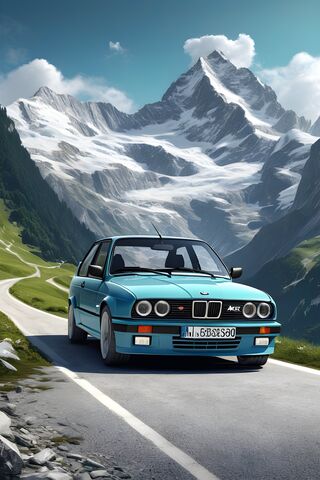 Classic BMW in Majestic Mountains
