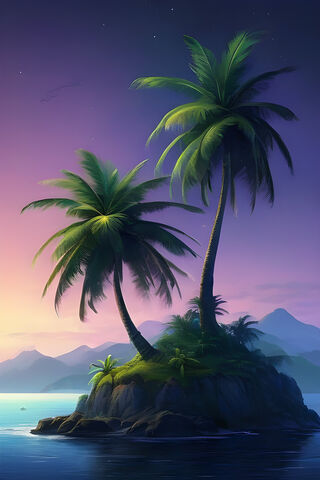 A Palm Tree On A Rock I..