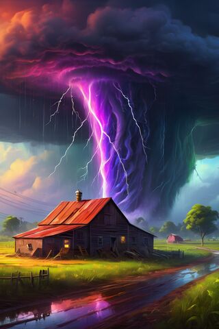 A House With A Rainbow Tornado