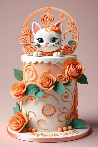A Cake With A Cat On Top