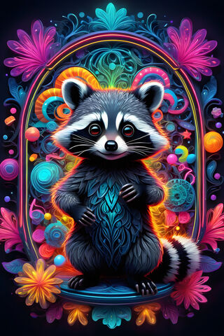 A Raccoon With Colorful Wings