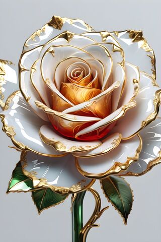 A Beautiful White-Gold Glass Rose. (ONE OF MY FAVORITES)