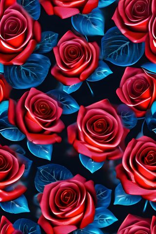 A Group Of Red and Blue Roses