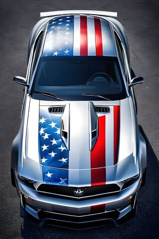 A Car With A Flag On The Hood