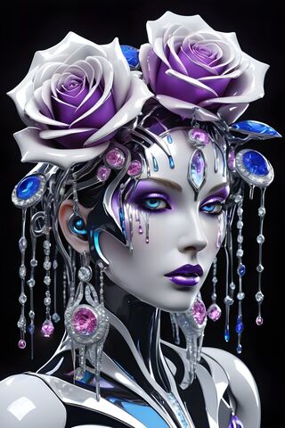 A Modern Image Of A Goddess With Jewels and Roses