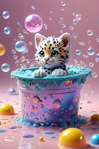 A Cat In A Blue Bucket