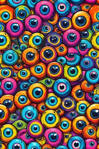 A Group Of Colorful Eyeballs